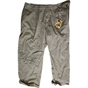 Hybrid & Company Women Khaki Chino Pants Wide Leg Stretch High Waisted Suze 18